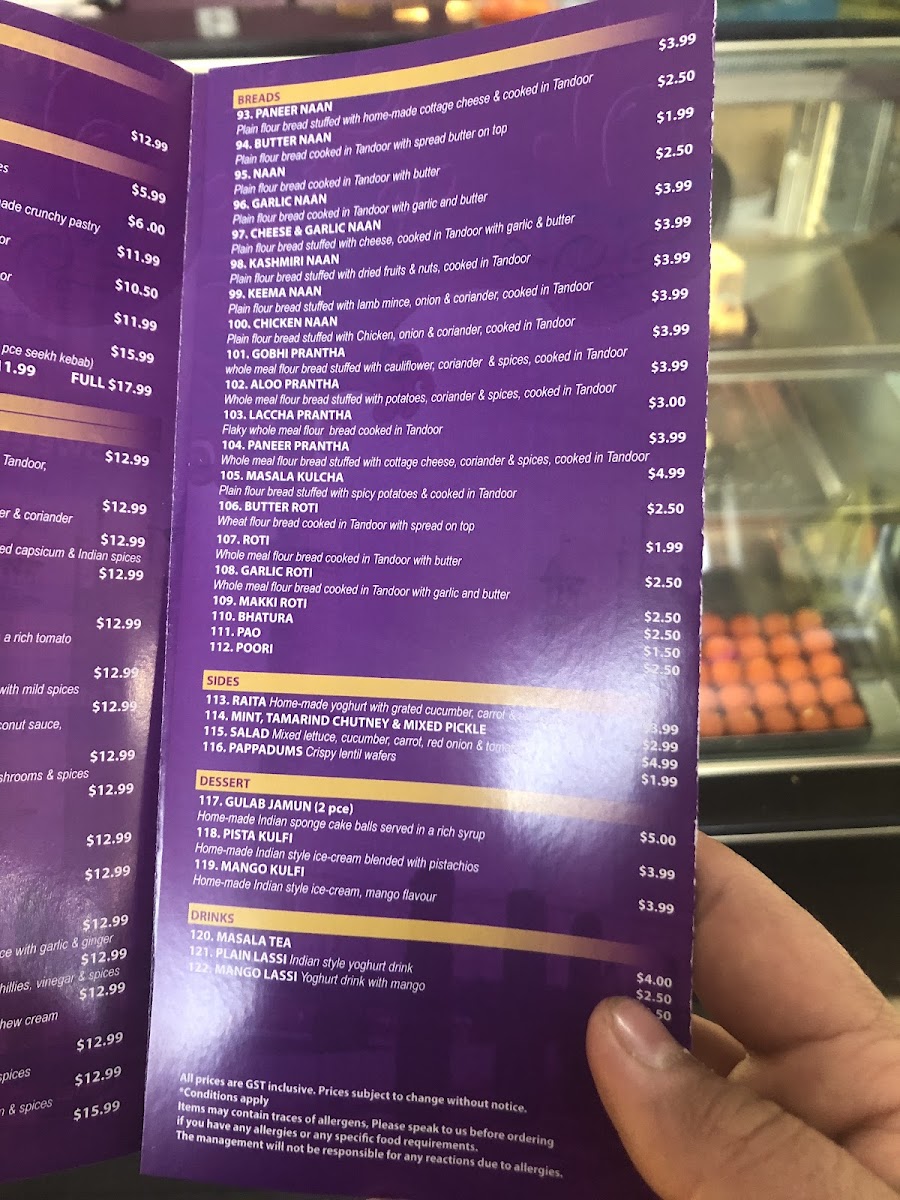 Menu Taste Of Taj Sweets And Indian Cuisine-9